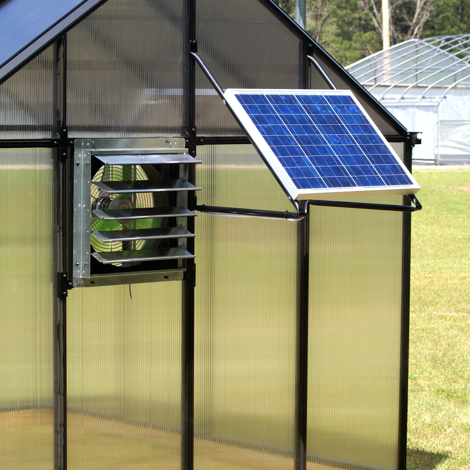 greenhouse shed kit automatic solar powered ventilation system
