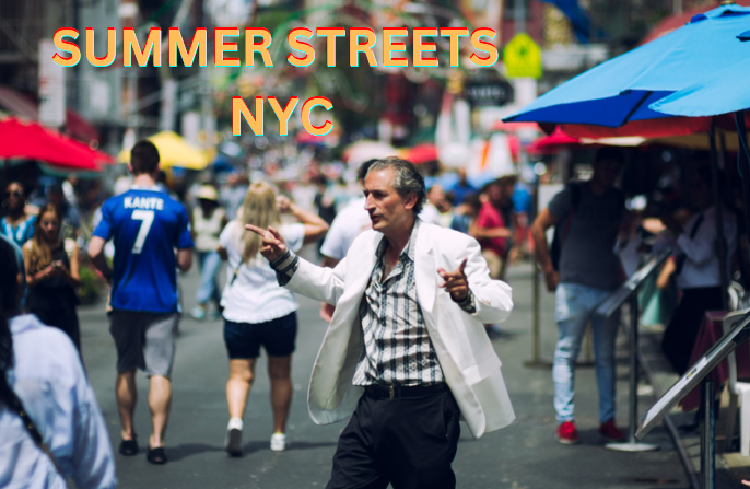 Summer Streets NYC people enjoying the freedom of being in the roadway during the summer