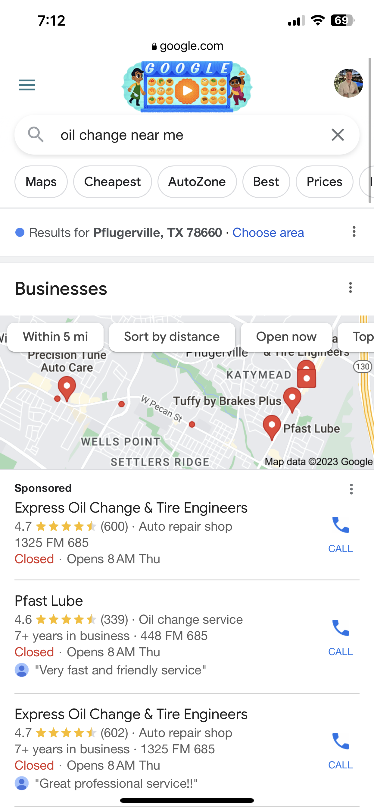 screenshot of local search ad on phone