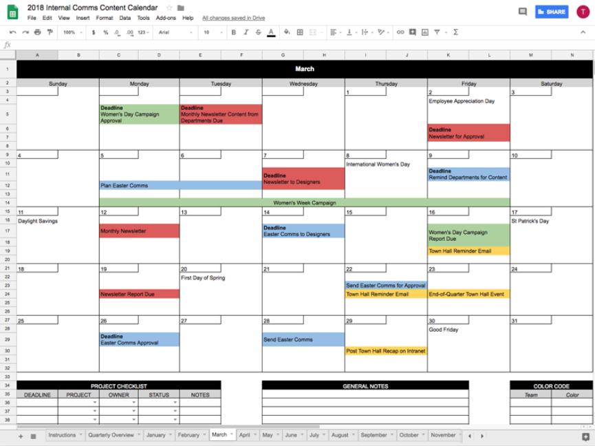 This type of content calendar is used within an organization to plan ...