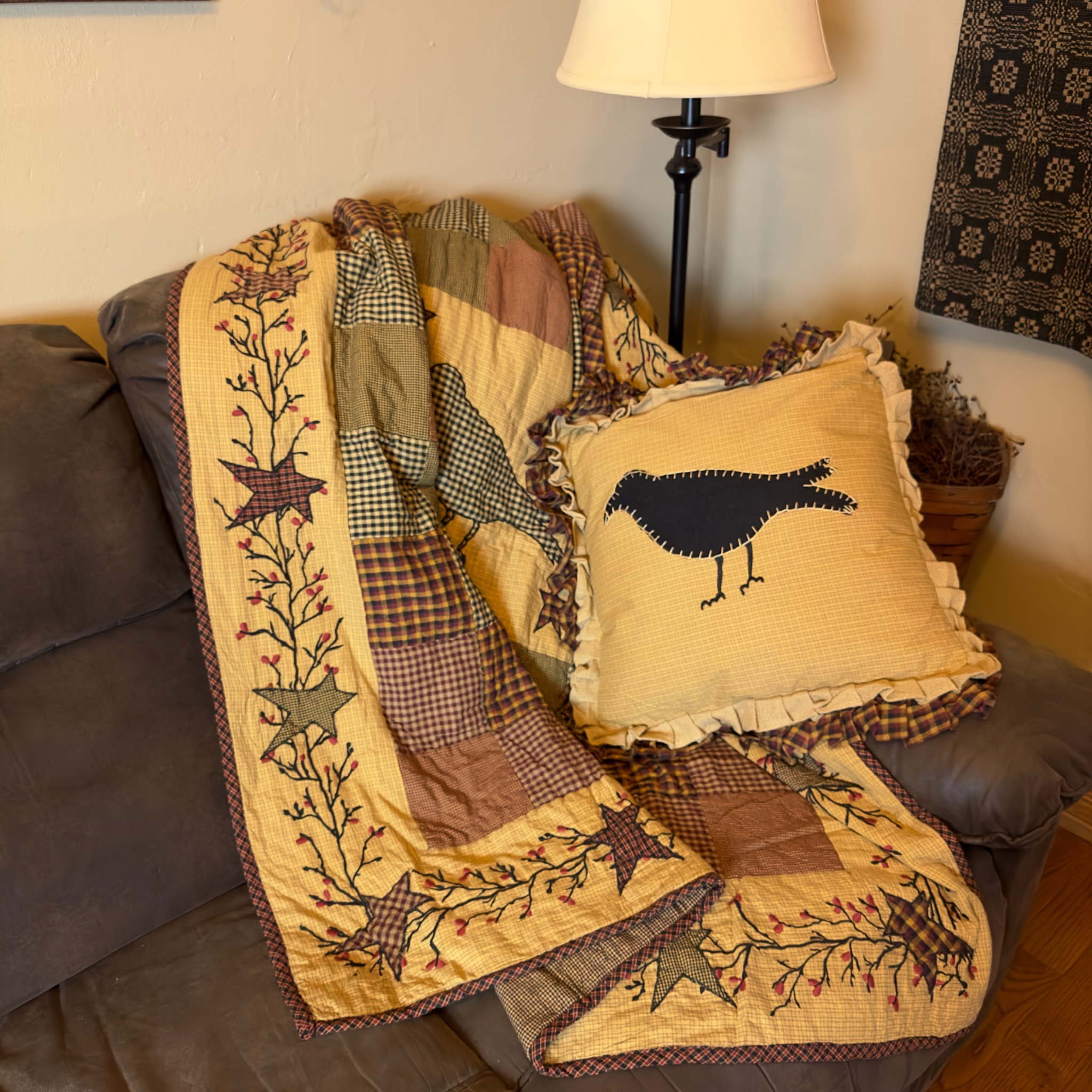 Heritage Farms primitive crow pillow 18 inch