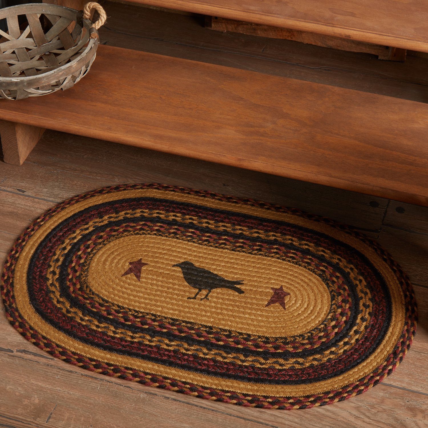 Heritage Farms crow oval braided rug 20x30
