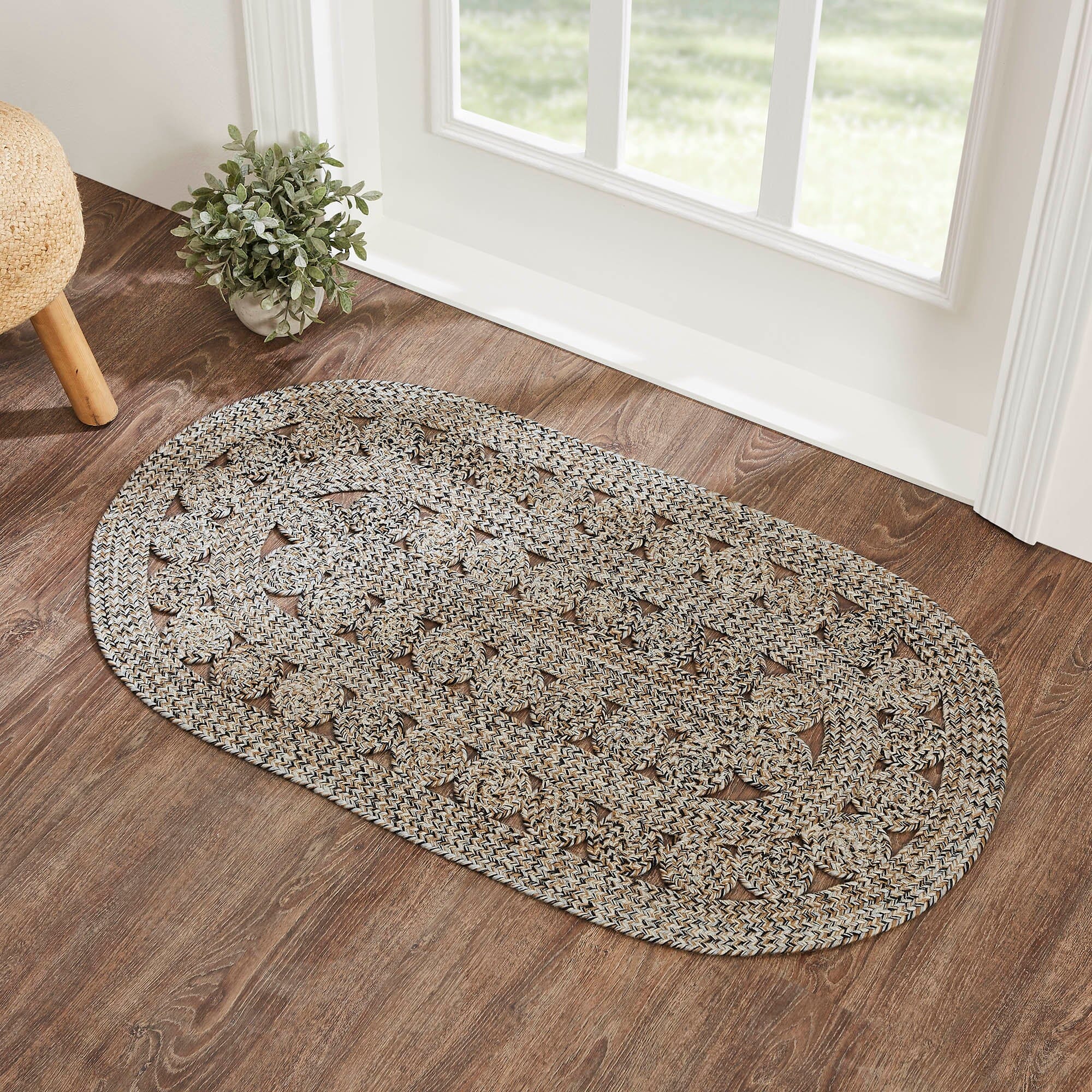 celeste blended pebble indoor/outdoor oval braided rug