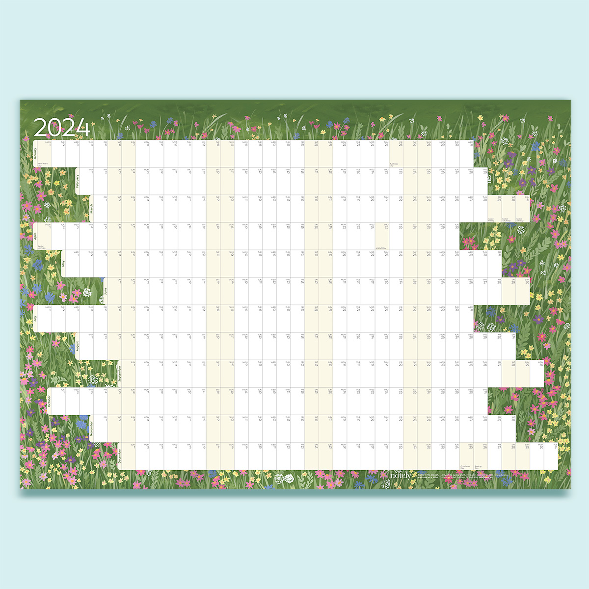 Notely 2024 wall planner in A1 landscape size