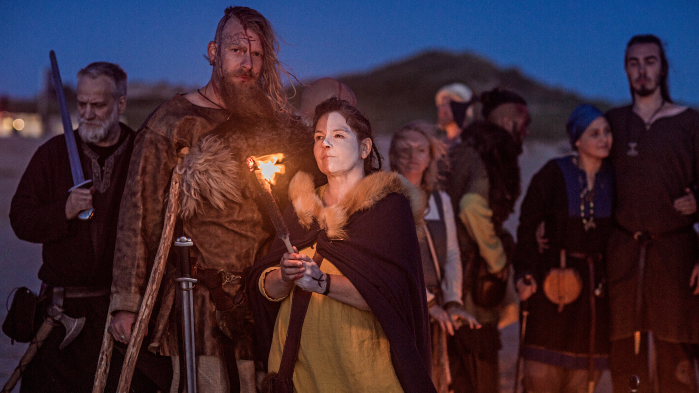 pagan vikings, young men, wedding guests