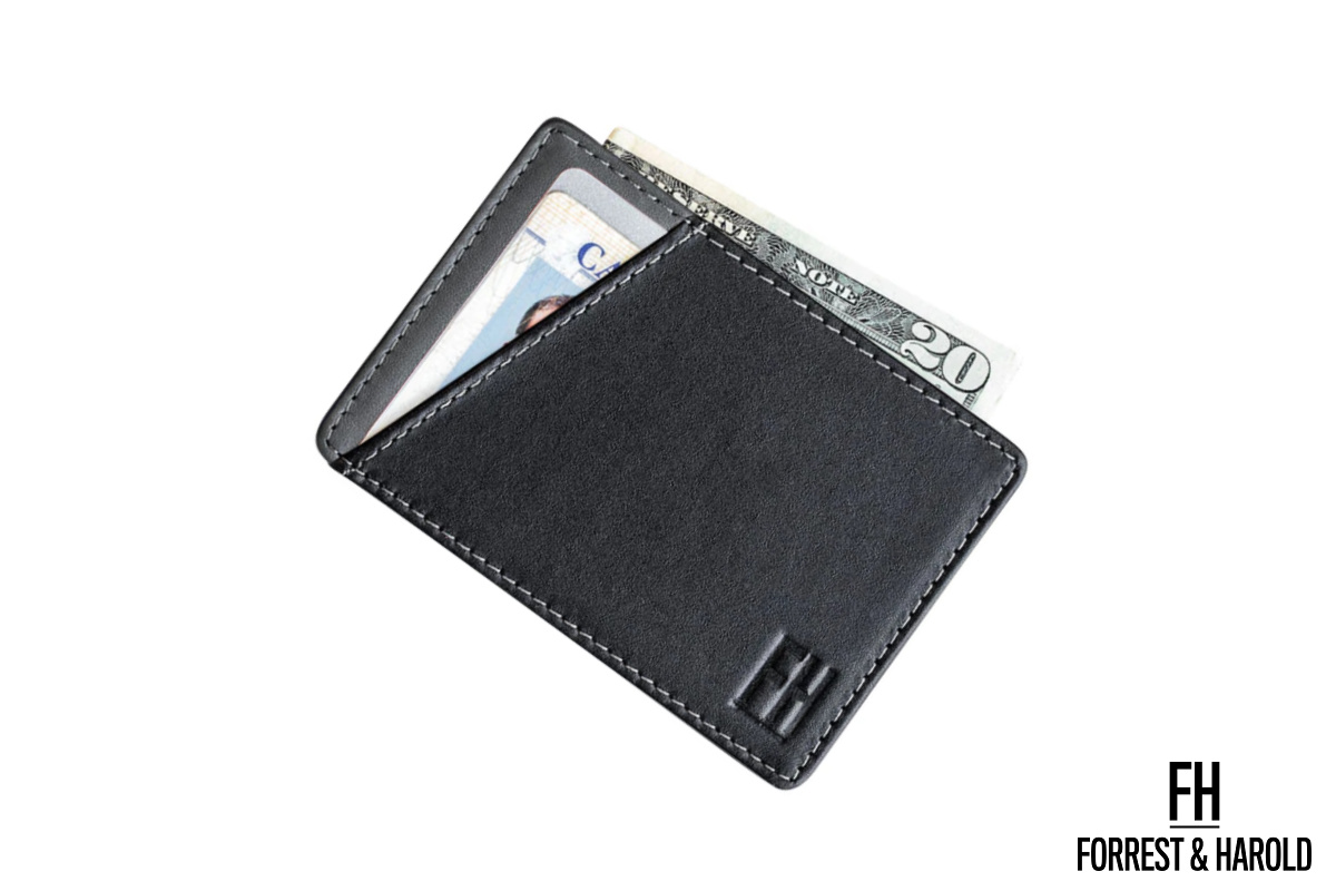 Photo of one of Forrest and Harold's leather wallets perfect for carrying business cards. It is stylish, elegant, and easy to pull out from the pocket whenever you need it...