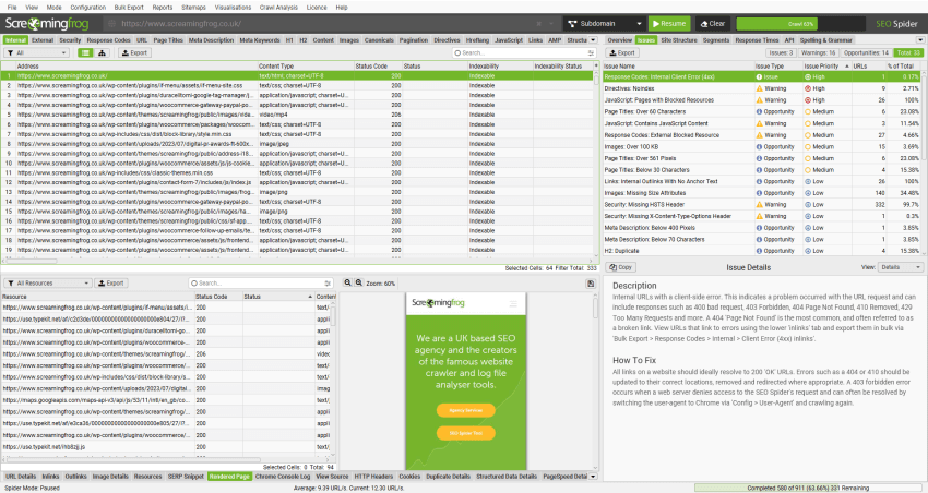 screaming frog content audit crawl