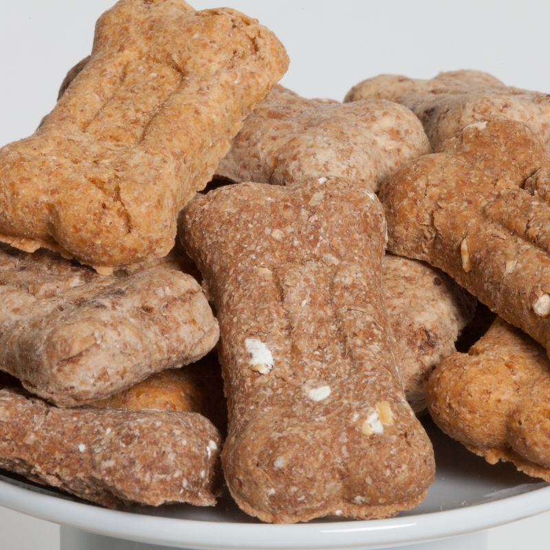 Brown bone shaped calming dog treats